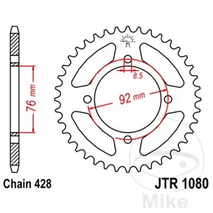 Kettenrad hinten Stahl JT JTR1080.39, 39 Zähne Teilung 428 - JTR1080.39