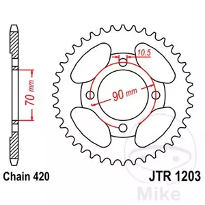 Čelični stražnji lančanik JT JTR1203.42, 42z, veličina 420-1