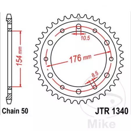 Kettenrad hinten Stahl JT JTR1340.45, 45 Zähne Teilung 530-2