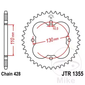 Πίσω χαλύβδινο γρανάζι JT JTR1355.50, 50z μέγεθος 428 - JTR1355.50
