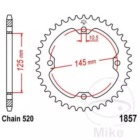 JT roda dentada traseira em aço JTR1857.45, 45z tamanho 520-2