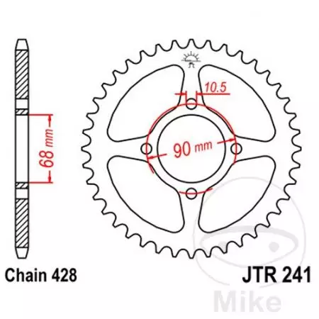Zębatka tył stalowa JT JTR241.53, 53z rozmiar 428-2