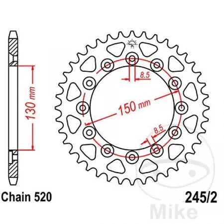 Задно зъбно колело JT JTR245/2.46, 46z размер 520-2
