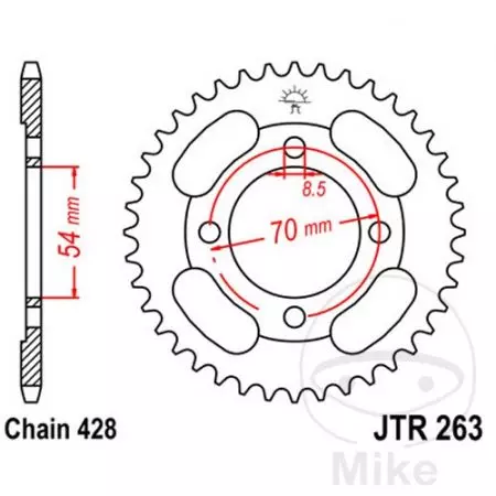 Zadní řetězové kolo JT JTR263.36, 36z velikost 428-2