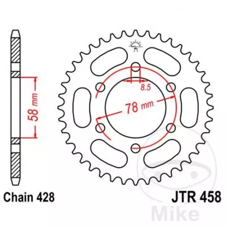 Zębatka tył stalowa JT JTR458.37, 37z rozmiar 428-2