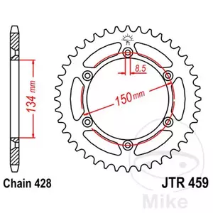 Roda dentada traseira JT JTR459.52, 52z tamanho 428 - JTR459.52
