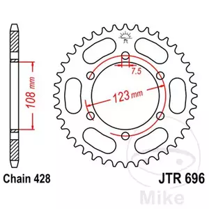 Kettenrad hinten Stahl JT JTR696.49, 49 Zähne Teilung 428 - JTR696.49
