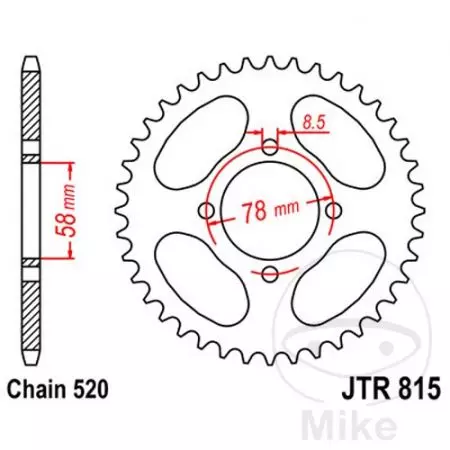 Kettenrad hinten Stahl JT JTR815.35, 35 Zähne Teilung 520-2