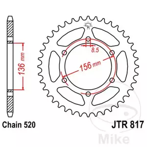 Roda dentada traseira JT JTR817.46, 46z tamanho 520 - JTR817.46