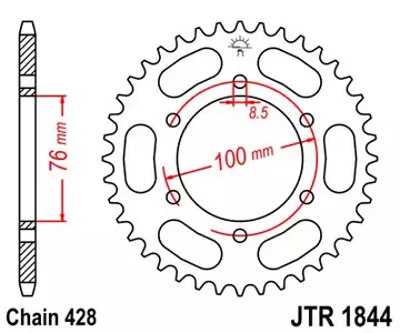 Zadní řetězové kolo JT JTR1844.42, 42z velikost 428 - JTR1844.42