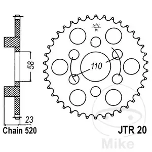 Kettenrad hinten Stahl JT JTR20.40, 40 Zähne Teilung 520 - JTR20.40