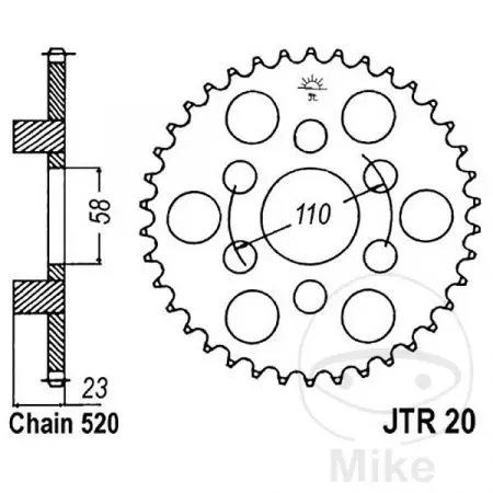 Kettenrad hinten Stahl JT JTR20.40, 40 Zähne Teilung 520-2