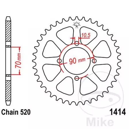 JT roda dentada traseira JTR1414.41, 41z tamanho 520-2