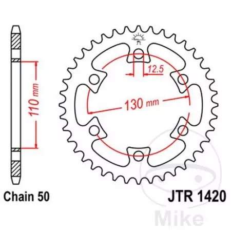 Roda dentada traseira JT JTR1420.40, 40z tamanho 530-2