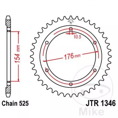 JT bageste tandhjul JTR1346.43, 43z størrelse 525-2