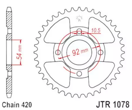 Čelični stražnji lančanik JT JTR1078.47ZBK, 47z, veličina 420, crni-1