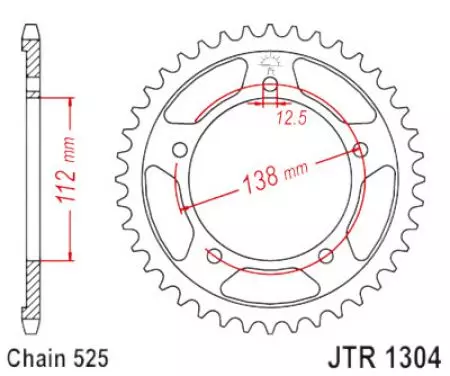 JT oceľové zadné reťazové koleso JTR1304.41ZBK, veľkosť 41z 525 čierna-2