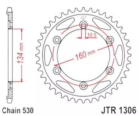JT bageste tandhjul JTR1306.42ZBK, 42z størrelse 530 sort - JTR1306.42ZBK