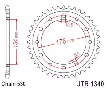 JT teräksinen takarenkaan ketjupyörä JTR1340.43ZBK, 43z koko 530 musta - JTR1340.43ZBK