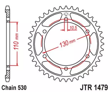 Kettenrad hinten Stahl JT JTR1479.47ZBK, 47 Zähne Teilung 530 schwarz - JTR1479.47ZBK