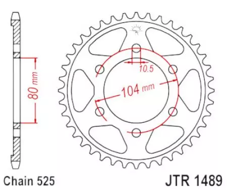 Čelični stražnji lančanik JT JTR1489.39ZBK, 39z, veličina 525, crni-1
