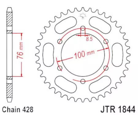 JT teräksinen takarenkaan ketjupyörä JTR1844.48ZBK, 48z koko 428 musta-1