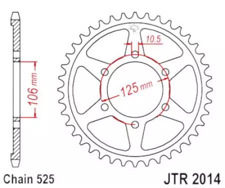 Kettenrad hinten Stahl JT JTR2014.47ZBK, 47 Zähne Teilung 525 schwarz - JTR2014.47ZBK