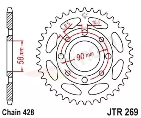 Bakre kedjehjul JT JTR269.42ZBK, 42z storlek 428 svart-1