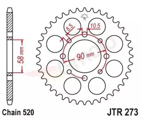 JT стоманено задно зъбно колело JTR273.45ZBK, 45z размер 520 черно-1