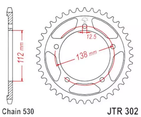 Bageste tandhjul JT JTR302.43ZBK, 43z størrelse 530 sort - JTR302.43ZBK