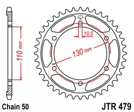 Kettenrad hinten Stahl JT JTR479.45ZBK, 45 Zähne Teilung 530 schwarz - JTR479.45ZBK