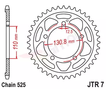 Zębatka tył stalowa JT JTR7.45ZBK, 45z rozmiar 525 czarna  - JTR7.45ZBK