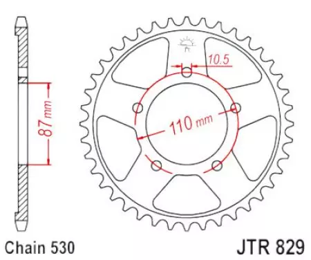 JT zadní ocelové řetězové kolo JTR829.45ZBK, velikost 45z 530 černá - JTR829.45ZBK