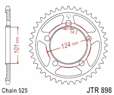 Kettenrad hinten Stahl JT JTR898.41ZBK, 41 Zähne Teilung 525 schwarz - JTR898.41ZBK