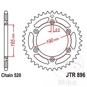 Задно зъбно колело JT JTR896.52, 52z размер 520 - JTR896.52
