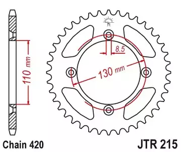 Kettenrad hinten Stahl JT JTR215.46, 46 Zähne Teilung 420  - JTR215.46