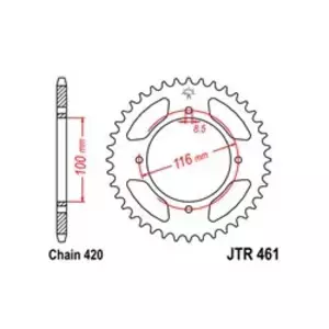 Bakre kedjehjul JT JTR461.47, 47z storlek 420-1