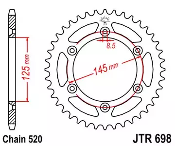 Kettenrad hinten Stahl JT JTR698.40, 40 Zähne Teilung 520-1