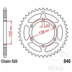 JT roda dentada traseira JTR846.40, 40z tamanho 520 - JTR846.40