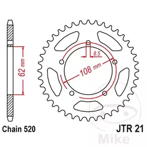 Čelični stražnji lančanik JT JTR21.40, 40z, veličina 520 - JTR21.40