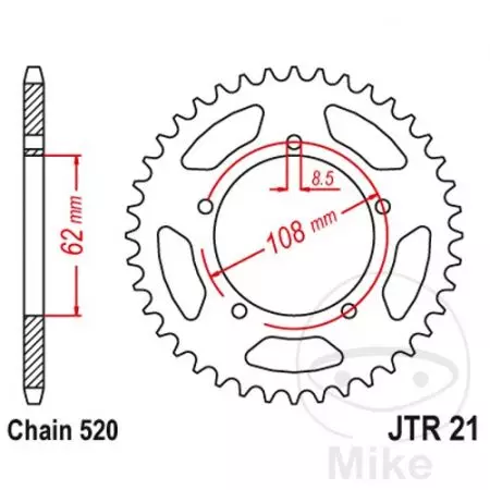 Zębatka tył stalowa JT JTR21.40, 40z rozmiar 520 -2
