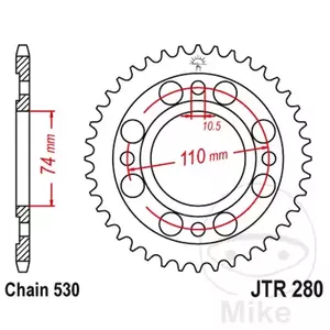 Čelični stražnji lančanik JT JTR280.33, 33z, veličina 530 - JTR280.33
