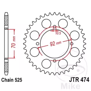Zębatka tył stalowa JT JTR474.48, 48z rozmiar 525  - JTR474.48