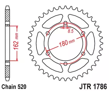 JT bageste ståltandhjul JTR1786.52, 52z størrelse 520 - JTR1786.52
