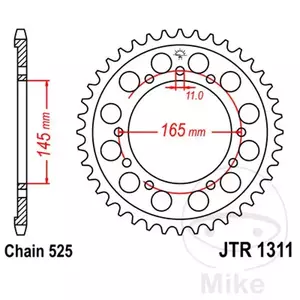 Zębatka tył stalowa JT JTR1311.45, 45z rozmiar 525 - JTR1311.45
