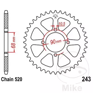 JT roda dentada traseira JTR243.42, 42z tamanho 520 - JTR243.42