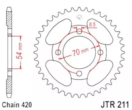 Zadní řetězové kolo JT JTR211.39, 39z velikost 420 - JTR211.39