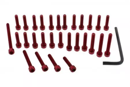 Conjunto de parafusos da tampa do motor em alumínio Pro Bolt vermelho EKA166R - EKA166R