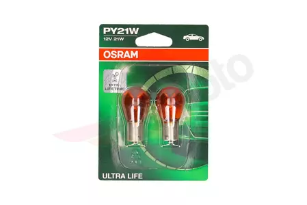 Osram glödlampa 12V 21W BAU15S gul Ultra Life (2 st.)-2