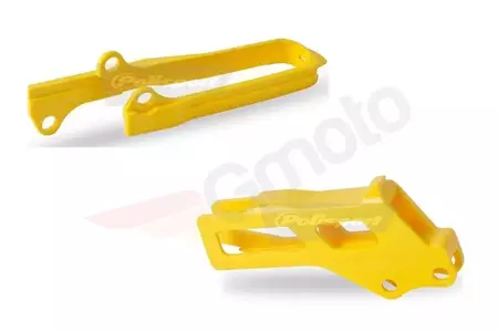 Kit guide chaîne + patin de bras oscillant POLISPORT jaune Suzuki - 90614
